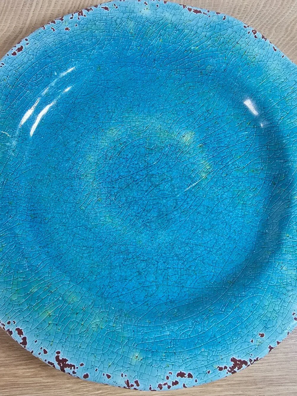 Pier 1 Imports Carmelo Salad Plates Set of 2 Melamine Crackle Blue Yellow 9